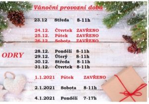 Vánoční provozní doba 2021 odry