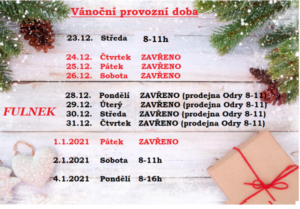 vánoční provozní doba 2021 odry
